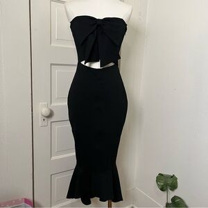 G/FORE Bowknot Strapless Black Hi Low Mermaid Gown Sweetheart Elegant Dress Sm